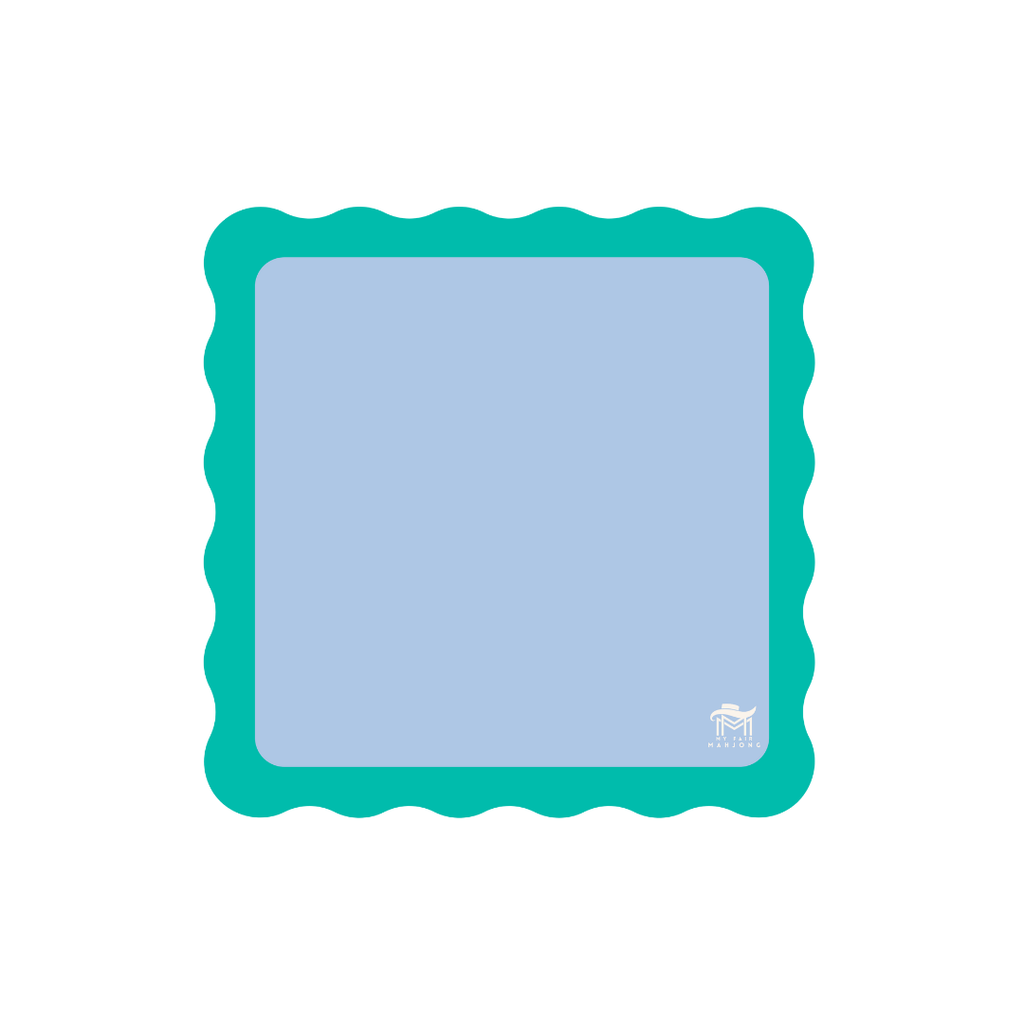 My Fair Mahjong | MINI MAHJONG MAT  |  Color Wave  |  21" x 21": Blue Center- Green Scallop