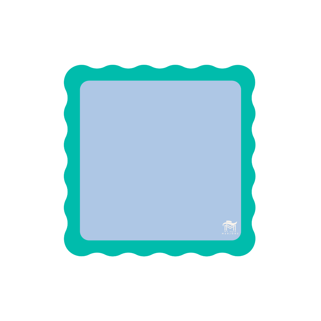 My Fair Mahjong | MINI MAHJONG MAT  |  Color Wave  |  21" x 21": Green Center- Pink Scallop