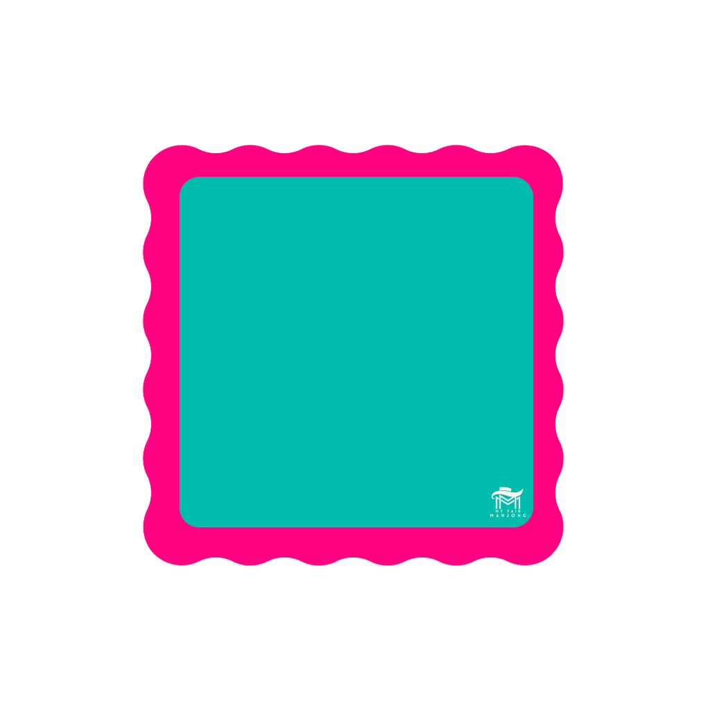 My Fair Mahjong | MINI MAHJONG MAT  |  Color Wave  |  21" x 21": Blue Center- Green Scallop