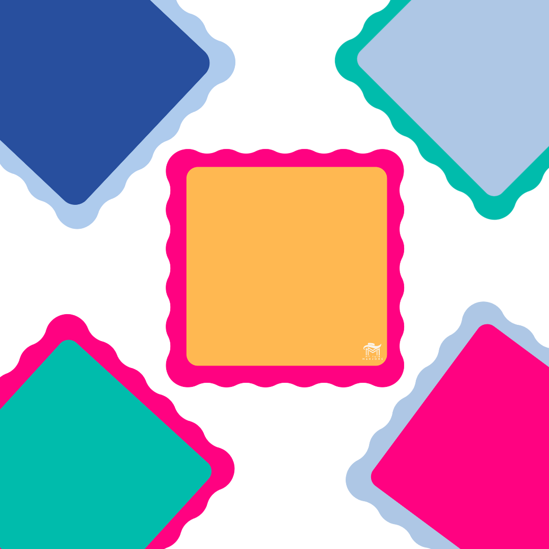 My Fair Mahjong | MINI MAHJONG MAT  |  Color Wave  |  21" x 21": Green Center- Pink Scallop