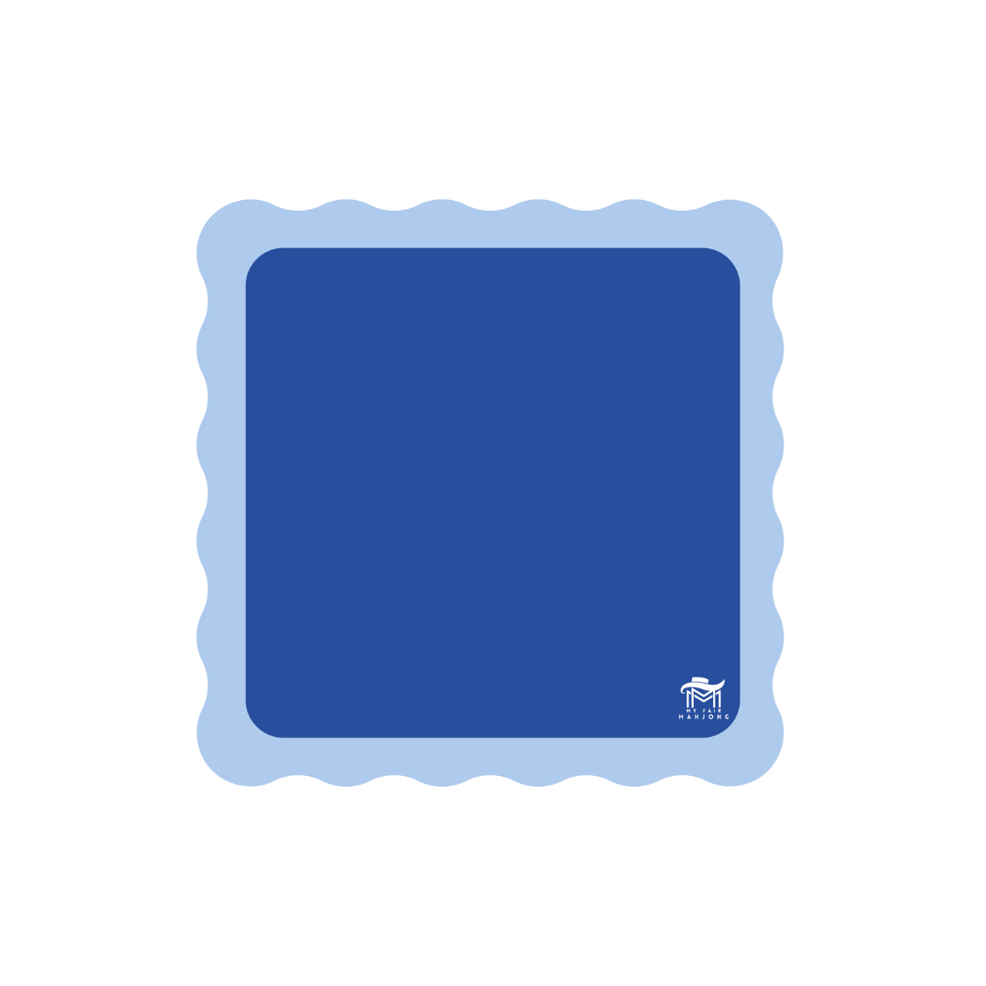 My Fair Mahjong | MINI MAHJONG MAT  |  Color Wave  |  21" x 21": Blue Center- Green Scallop