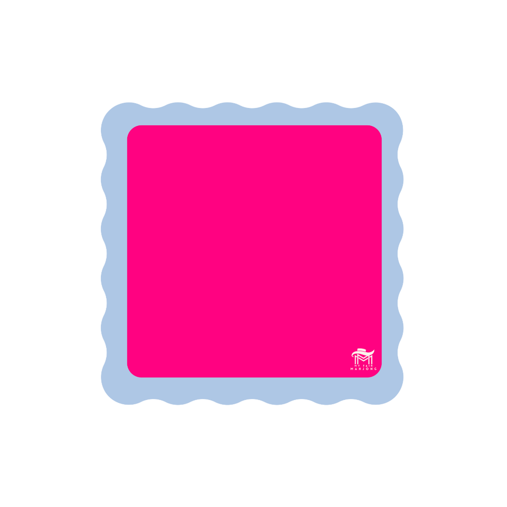 My Fair Mahjong | MINI MAHJONG MAT  |  Color Wave  |  21" x 21": Blue Center- Green Scallop