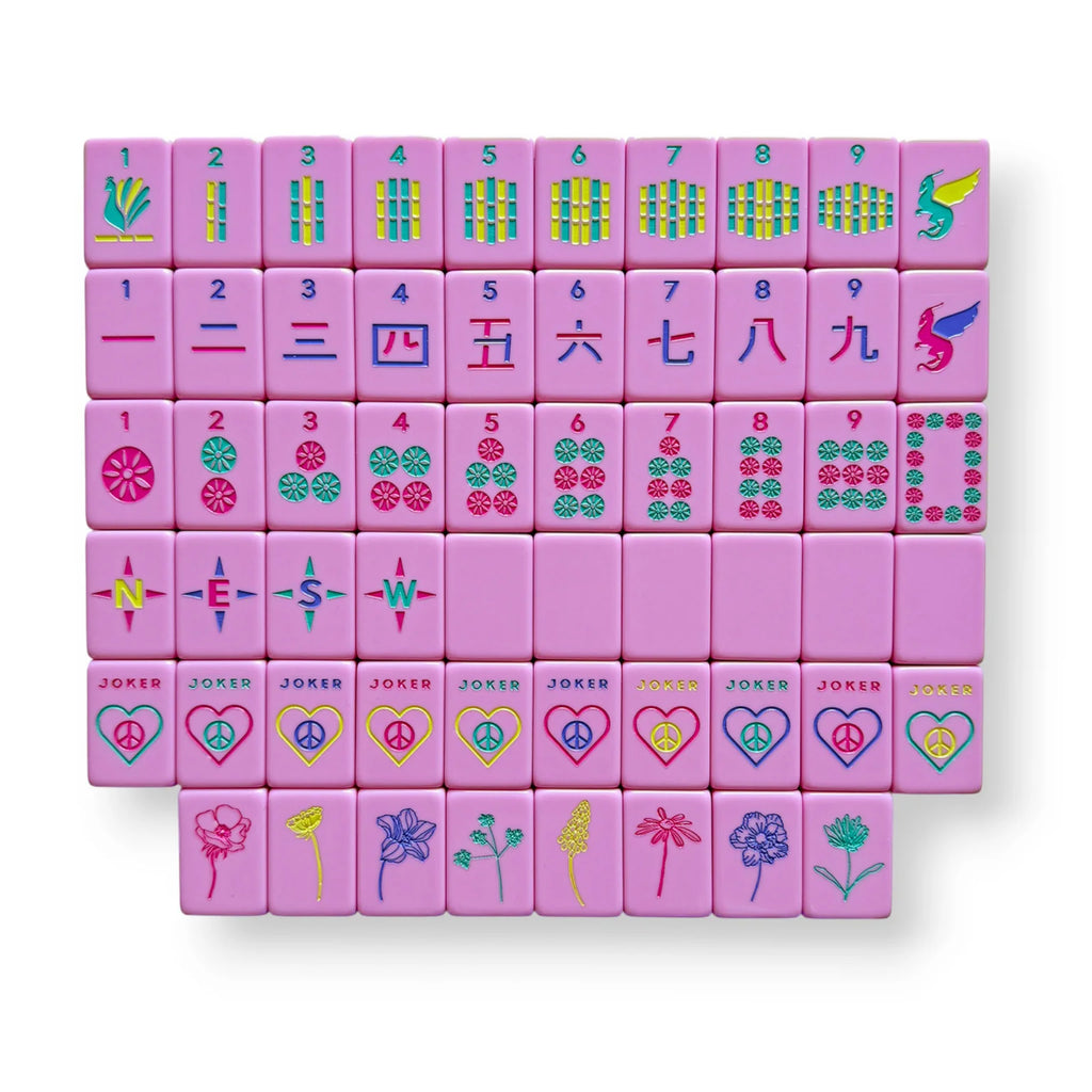 Peace Love Mahjong | OG Pretty in Pink Mahj Tiles + Tile Pouch
