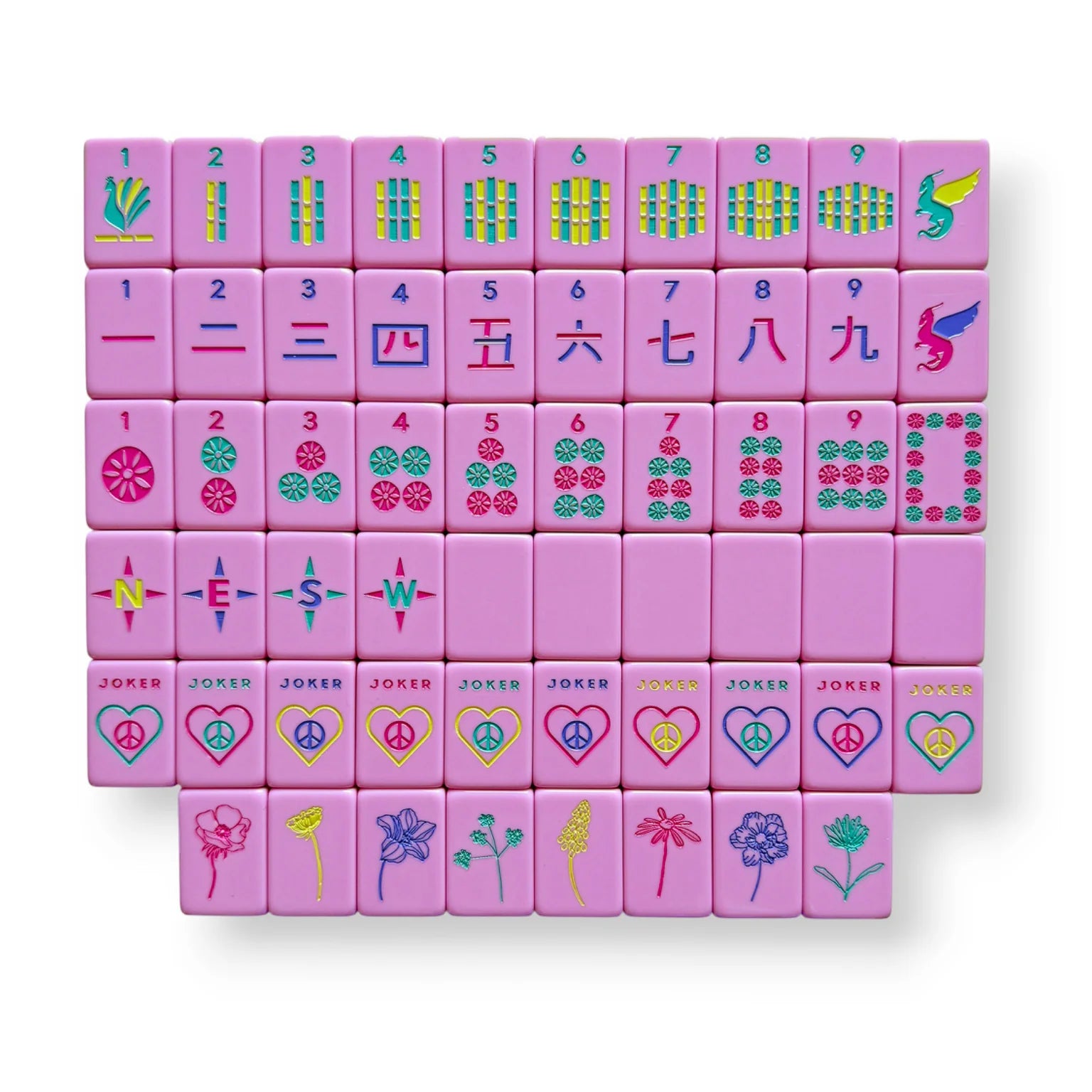 Peace Love Mahjong | OG Pretty in Pink Mahj Tiles + Tile Pouch