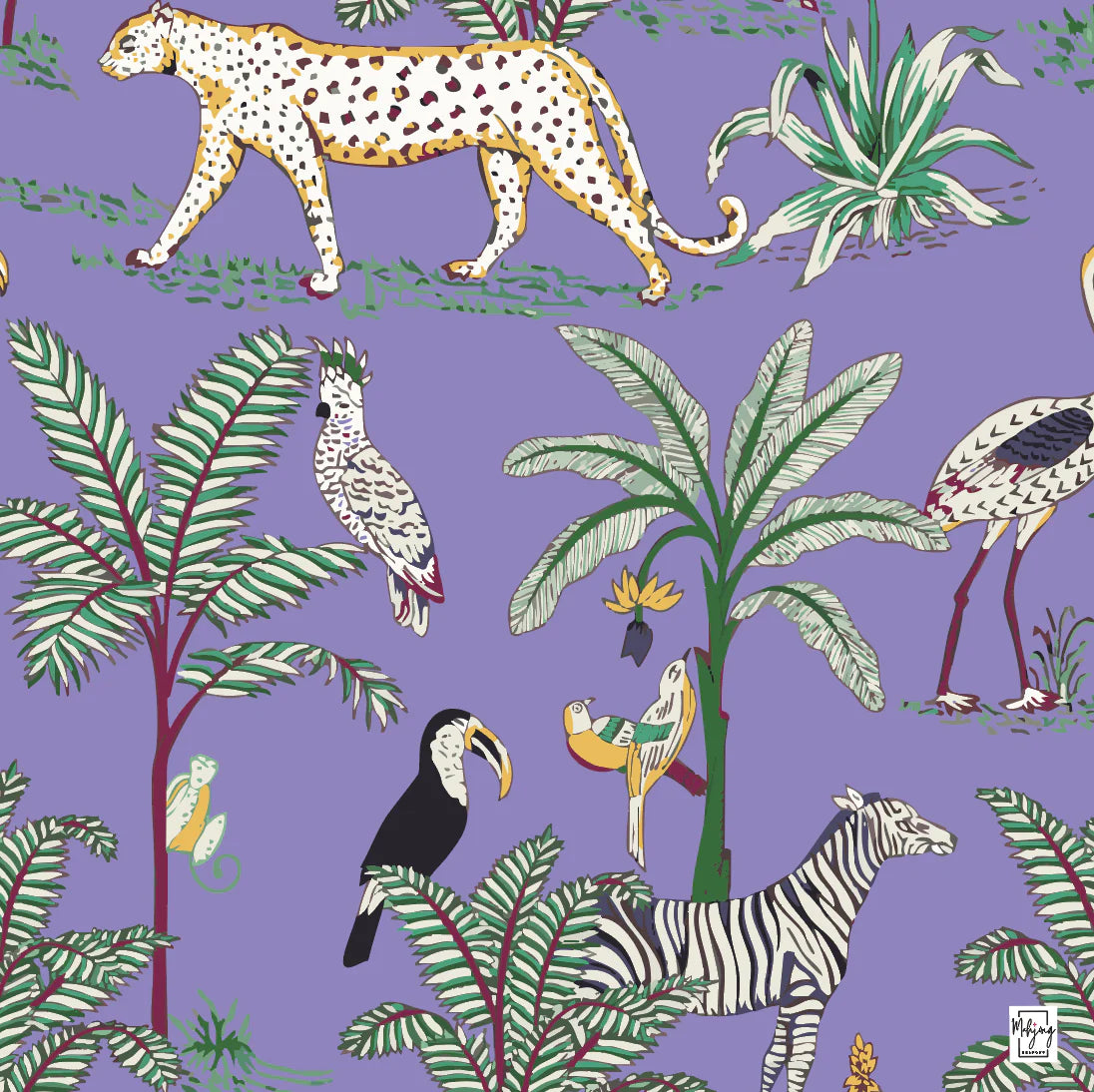 Bespoke Mahjong | DOUBLE-SIDED MAT | Double the Fun/Dhonk & Bespoke Collab Jungle Mat - SPRING PINK & LILAC