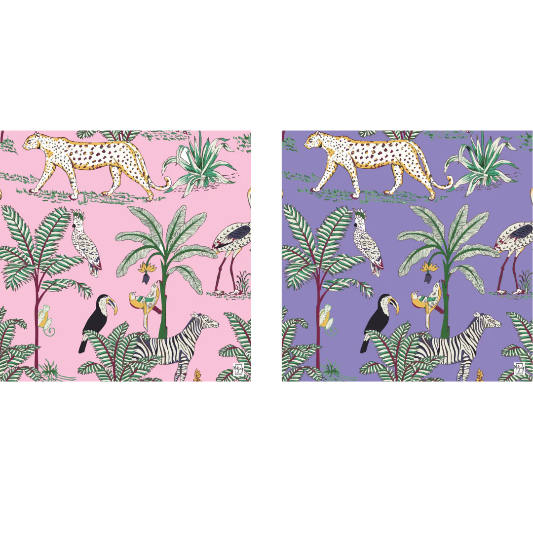 Bespoke Mahjong | DOUBLE-SIDED MAT | Double the Fun/Dhonk & Bespoke Collab Jungle Mat - SPRING PINK & LILAC
